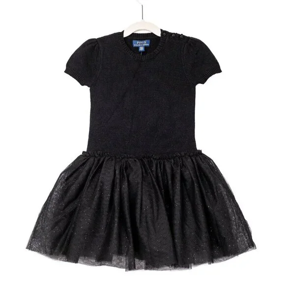 NWT Polo Ralph Lauren Holiday Girls Sparkle Tulle Sweater Dress $135 - Size  4T